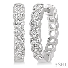 1/10 ctw Lattice Round Cut Diamond Hoop Earrings in 10K White Gold 1/10 ctw Lattice Round Cut Diamond Hoop Earrings in 10K White Gold
