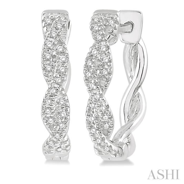1/5 Ctw Entwined Round Cut Diamond Hoop Earrings in 10K White Gold 1/5 Ctw Entwined Round Cut Diamond Hoop Earrings in 10K White Gold