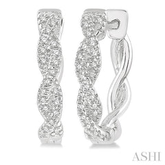 1/5 Ctw Entwined Round Cut Diamond Hoop Earrings in 10K White Gold 1/5 Ctw Entwined Round Cut Diamond Hoop Earrings in 10K White Gold
