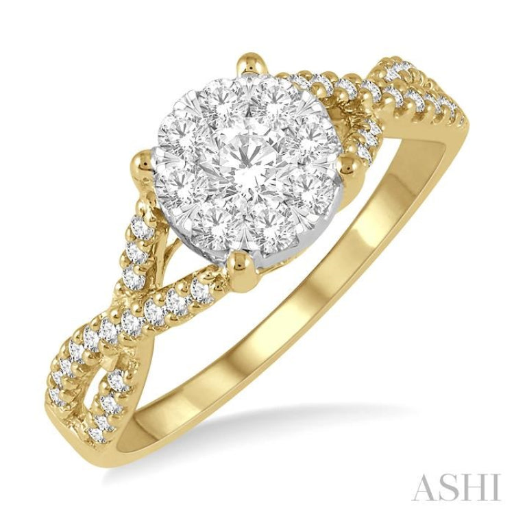 5/8 Ctw Lovebright Round Cut Diamond Engagement Ring in 14K Yellow and White Gold 5/8 Ctw Lovebright Round Cut Diamond Engagement Ring in 14K Yellow and White Gold