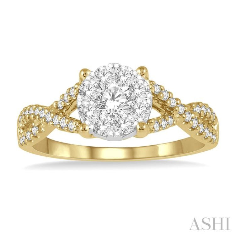 5/8 Ctw Lovebright Round Cut Diamond Engagement Ring in 14K Yellow and White Gold 5/8 Ctw Lovebright Round Cut Diamond Engagement Ring in 14K Yellow and White Gold