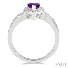 7x5 MM Pear Shape Amethyst and 1/6 Ctw Round Cut Diamond Ring in 10K White Gold 7x5 MM Pear Shape Amethyst and 1/6 Ctw Round Cut Diamond Ring in 10K White Gold
