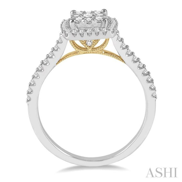 1/2 Ctw Round Diamond Lovebright Halo Engagement Ring in 14K White and Yellow Gold 1/2 Ctw Round Diamond Lovebright Halo Engagement Ring in 14K White and Yellow Gold