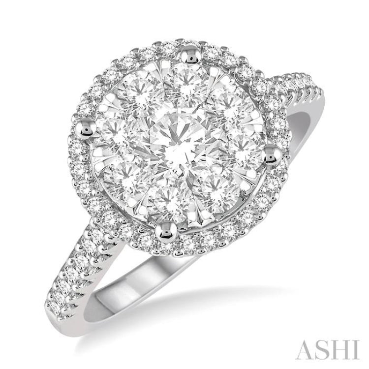 1 ctw Round Diamond Lovebright Halo Engagement Ring in 14K White and Yellow Gold 1 ctw Round Diamond Lovebright Halo Engagement Ring in 14K White and Yellow Gold