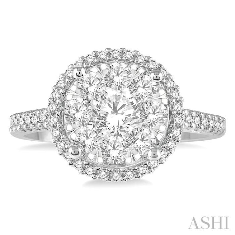 1 ctw Round Diamond Lovebright Halo Engagement Ring in 14K White and Yellow Gold 1 ctw Round Diamond Lovebright Halo Engagement Ring in 14K White and Yellow Gold