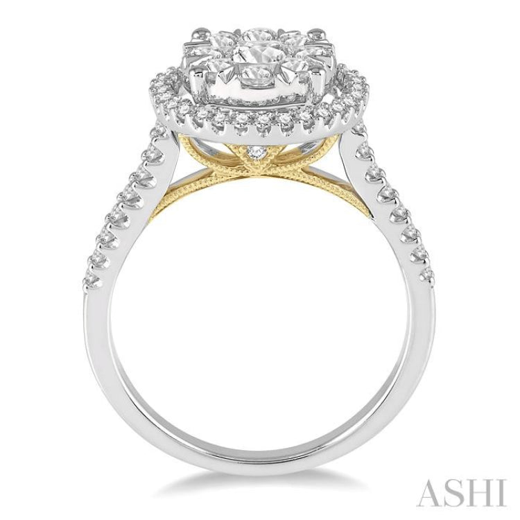 1 ctw Round Diamond Lovebright Halo Engagement Ring in 14K White and Yellow Gold 1 ctw Round Diamond Lovebright Halo Engagement Ring in 14K White and Yellow Gold