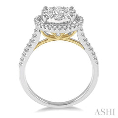 1 ctw Round Diamond Lovebright Halo Engagement Ring in 14K White and Yellow Gold 1 ctw Round Diamond Lovebright Halo Engagement Ring in 14K White and Yellow Gold