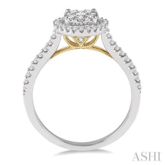 1/2 Ctw Round Diamond Lovebright Halo Engagement Ring in 14K White and Yellow Gold 1/2 Ctw Round Diamond Lovebright Halo Engagement Ring in 14K White and Yellow Gold