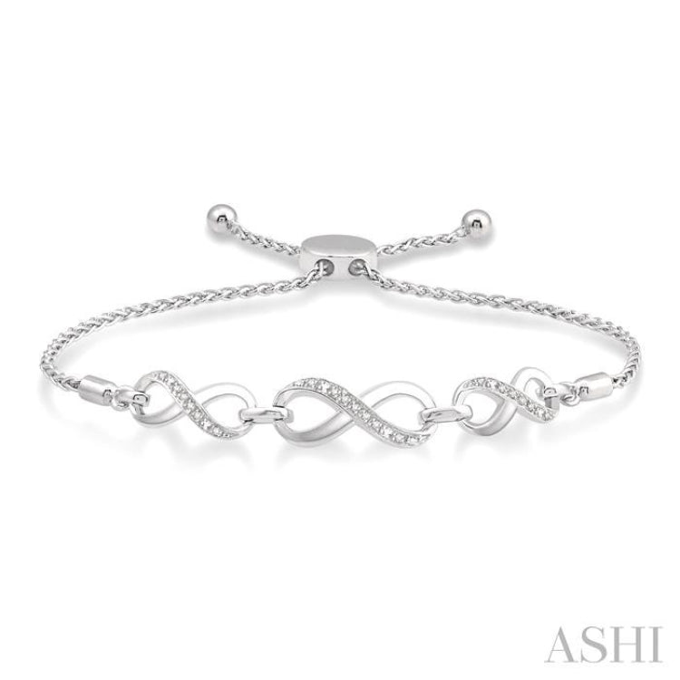1/20 Ctw Triple Infinity Link Round Cut Diamond Sterling Silver Lariat Bracelet 1/20 Ctw Triple Infinity Link Round Cut Diamond Sterling Silver Lariat Bracelet