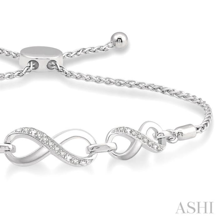 1/20 Ctw Triple Infinity Link Round Cut Diamond Sterling Silver Lariat Bracelet 1/20 Ctw Triple Infinity Link Round Cut Diamond Sterling Silver Lariat Bracelet