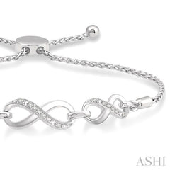 1/20 Ctw Triple Infinity Link Round Cut Diamond Sterling Silver Lariat Bracelet 1/20 Ctw Triple Infinity Link Round Cut Diamond Sterling Silver Lariat Bracelet