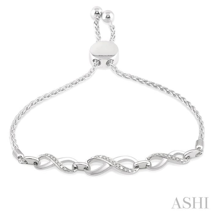1/20 Ctw Triple Infinity Link Round Cut Diamond Sterling Silver Lariat Bracelet 1/20 Ctw Triple Infinity Link Round Cut Diamond Sterling Silver Lariat Bracelet