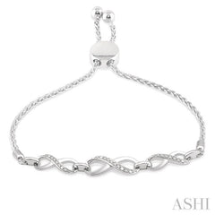 1/20 Ctw Triple Infinity Link Round Cut Diamond Sterling Silver Lariat Bracelet 1/20 Ctw Triple Infinity Link Round Cut Diamond Sterling Silver Lariat Bracelet