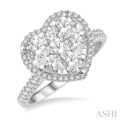 1 1/10 ctw Round Diamond Lovebright Heart Halo Engagement Ring in 14K White and Rose Gold 1 1/10 ctw Round Diamond Lovebright Heart Halo Engagement Ring in 14K White and Rose Gold
