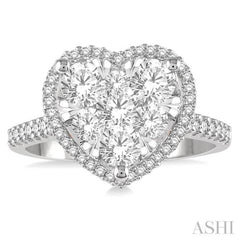 1 1/10 ctw Round Diamond Lovebright Heart Halo Engagement Ring in 14K White and Rose Gold 1 1/10 ctw Round Diamond Lovebright Heart Halo Engagement Ring in 14K White and Rose Gold