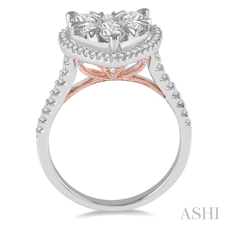 1 1/10 ctw Round Diamond Lovebright Heart Halo Engagement Ring in 14K White and Rose Gold 1 1/10 ctw Round Diamond Lovebright Heart Halo Engagement Ring in 14K White and Rose Gold