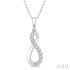 1/10 Ctw Figure Eight Round Cut Diamond Infinity Petite Pendant in 10K White Gold with chain 1/10 Ctw Figure Eight Round Cut Diamond Infinity Petite Pendant in 10K White Gold with chain