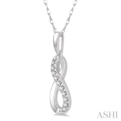 1/10 Ctw Figure Eight Round Cut Diamond Infinity Petite Pendant in 10K White Gold with chain 1/10 Ctw Figure Eight Round Cut Diamond Infinity Petite Pendant in 10K White Gold with chain
