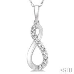1/10 Ctw Figure Eight Round Cut Diamond Infinity Petite Pendant in 10K White Gold with chain 1/10 Ctw Figure Eight Round Cut Diamond Infinity Petite Pendant in 10K White Gold with chain