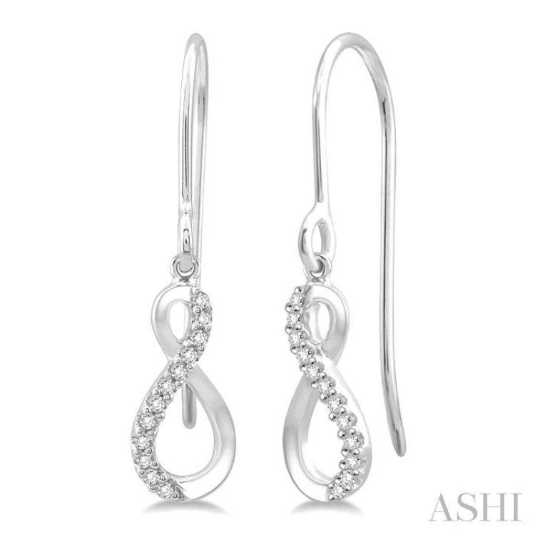 1/10 ctw Figure Eight Round Cut Diamond Infinity Petite Earrings in 10K White Gold 1/10 ctw Figure Eight Round Cut Diamond Infinity Petite Earrings in 10K White Gold