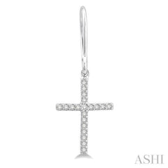 1/6 ctw Cross Charm Round Cut Diamond Fashion Petite Earrings in 10K White Gold 1/6 ctw Cross Charm Round Cut Diamond Fashion Petite Earrings in 10K White Gold