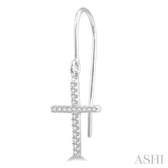 1/6 ctw Cross Charm Round Cut Diamond Fashion Petite Earrings in 10K White Gold 1/6 ctw Cross Charm Round Cut Diamond Fashion Petite Earrings in 10K White Gold
