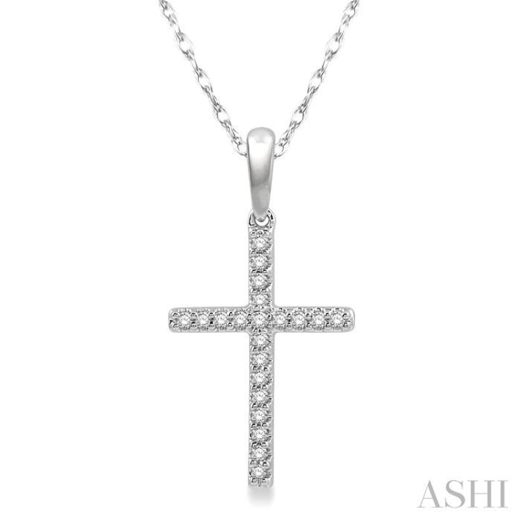 1/10 Ctw Cross Charm Round Cut Diamond Fashion Petite Pendant in 10K White Gold with chain 1/10 Ctw Cross Charm Round Cut Diamond Fashion Petite Pendant in 10K White Gold with chain