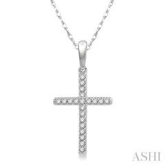 1/10 Ctw Cross Charm Round Cut Diamond Fashion Petite Pendant in 10K White Gold with chain 1/10 Ctw Cross Charm Round Cut Diamond Fashion Petite Pendant in 10K White Gold with chain