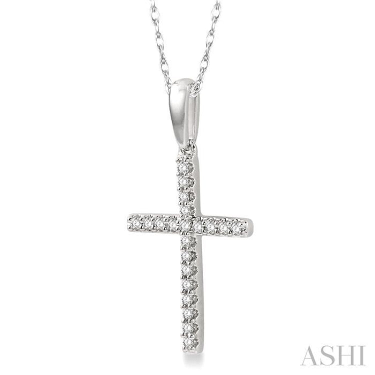 1/10 Ctw Cross Charm Round Cut Diamond Fashion Petite Pendant in 10K White Gold with chain 1/10 Ctw Cross Charm Round Cut Diamond Fashion Petite Pendant in 10K White Gold with chain
