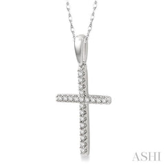 1/10 Ctw Cross Charm Round Cut Diamond Fashion Petite Pendant in 10K White Gold with chain 1/10 Ctw Cross Charm Round Cut Diamond Fashion Petite Pendant in 10K White Gold with chain