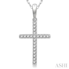 1/10 Ctw Cross Charm Round Cut Diamond Fashion Petite Pendant in 10K White Gold with chain 1/10 Ctw Cross Charm Round Cut Diamond Fashion Petite Pendant in 10K White Gold with chain