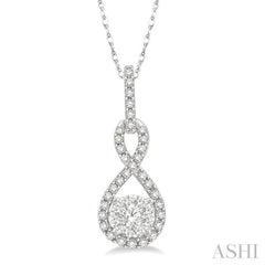 1/4 Ctw Winding Round Cut Diamond Lovebright Pendant With Link Chain in 14K White Gold 1/4 Ctw Winding Round Cut Diamond Lovebright Pendant With Link Chain in 14K White Gold