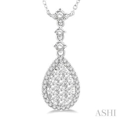 1 Ctw Pear Shape Round Cut Diamond Lovebright Necklace in 14K White Gold 1 Ctw Pear Shape Round Cut Diamond Lovebright Necklace in 14K White Gold
