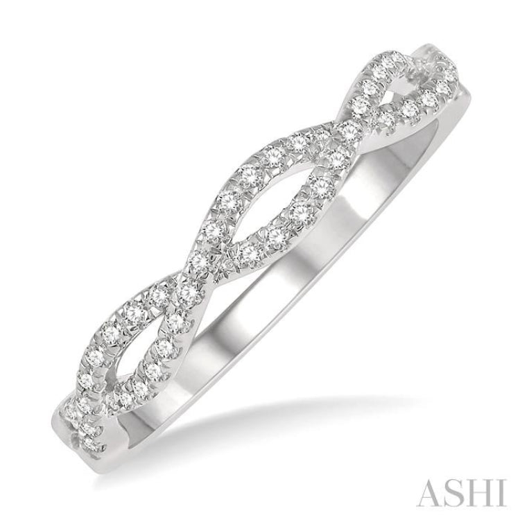 1/5 Ctw Entwined Round Cut Diamond Fashion Ring in 14K White Gold 1/5 Ctw Entwined Round Cut Diamond Fashion Ring in 14K White Gold