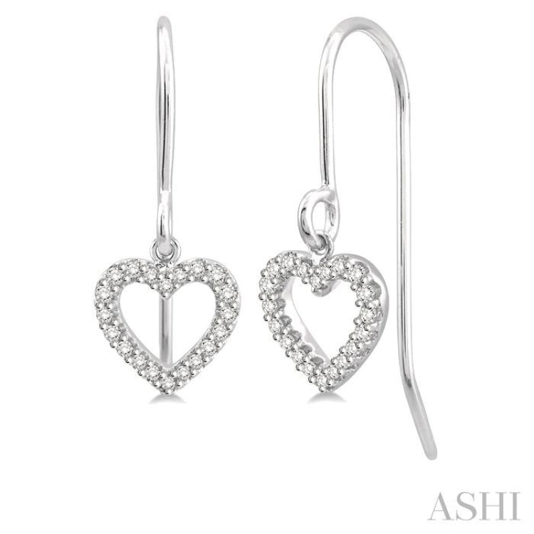 1/6 ctw Hollow Cut Heart Charm Round Cut Diamond Petite Earrings in 10K White Gold 1/6 ctw Hollow Cut Heart Charm Round Cut Diamond Petite Earrings in 10K White Gold