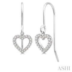 1/6 ctw Hollow Cut Heart Charm Round Cut Diamond Petite Earrings in 10K White Gold 1/6 ctw Hollow Cut Heart Charm Round Cut Diamond Petite Earrings in 10K White Gold