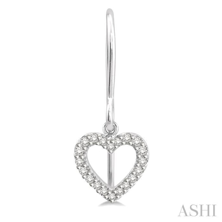 1/6 ctw Hollow Cut Heart Charm Round Cut Diamond Petite Earrings in 10K White Gold 1/6 ctw Hollow Cut Heart Charm Round Cut Diamond Petite Earrings in 10K White Gold