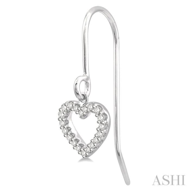 1/6 ctw Hollow Cut Heart Charm Round Cut Diamond Petite Earrings in 10K White Gold 1/6 ctw Hollow Cut Heart Charm Round Cut Diamond Petite Earrings in 10K White Gold