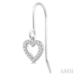 1/6 ctw Hollow Cut Heart Charm Round Cut Diamond Petite Earrings in 10K White Gold 1/6 ctw Hollow Cut Heart Charm Round Cut Diamond Petite Earrings in 10K White Gold