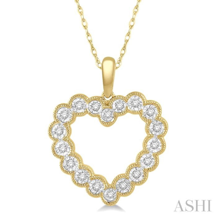 1/8 Ctw Heart Charm Round Cut Diamond Pendant With Link Chain in 10K Yellow Gold 1/8 Ctw Heart Charm Round Cut Diamond Pendant With Link Chain in 10K Yellow Gold