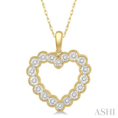 1/8 Ctw Heart Charm Round Cut Diamond Pendant With Link Chain in 10K Yellow Gold 1/8 Ctw Heart Charm Round Cut Diamond Pendant With Link Chain in 10K Yellow Gold