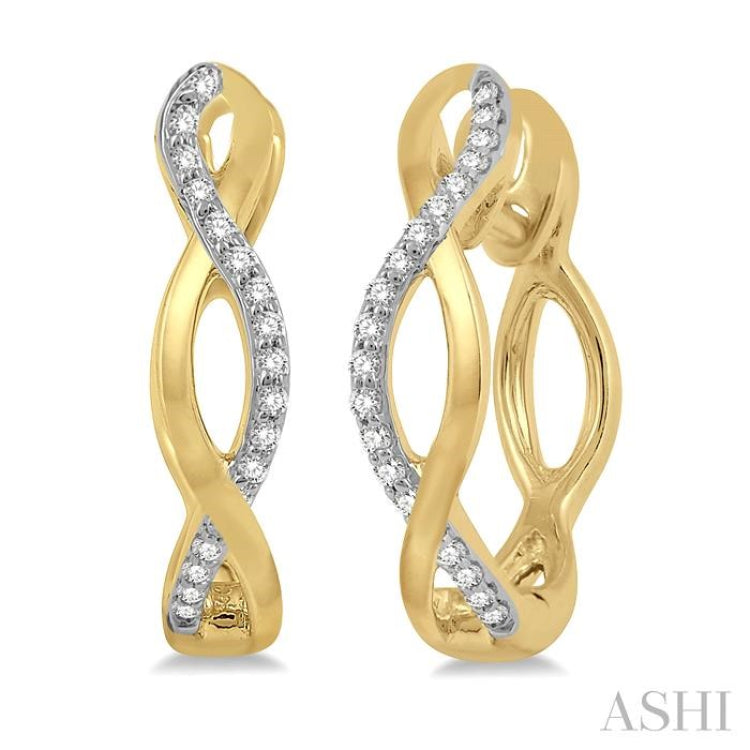 1/10 Ctw Entwined Round Cut Diamond Hoop Earrings in 10K Yellow Gold 1/10 Ctw Entwined Round Cut Diamond Hoop Earrings in 10K Yellow Gold