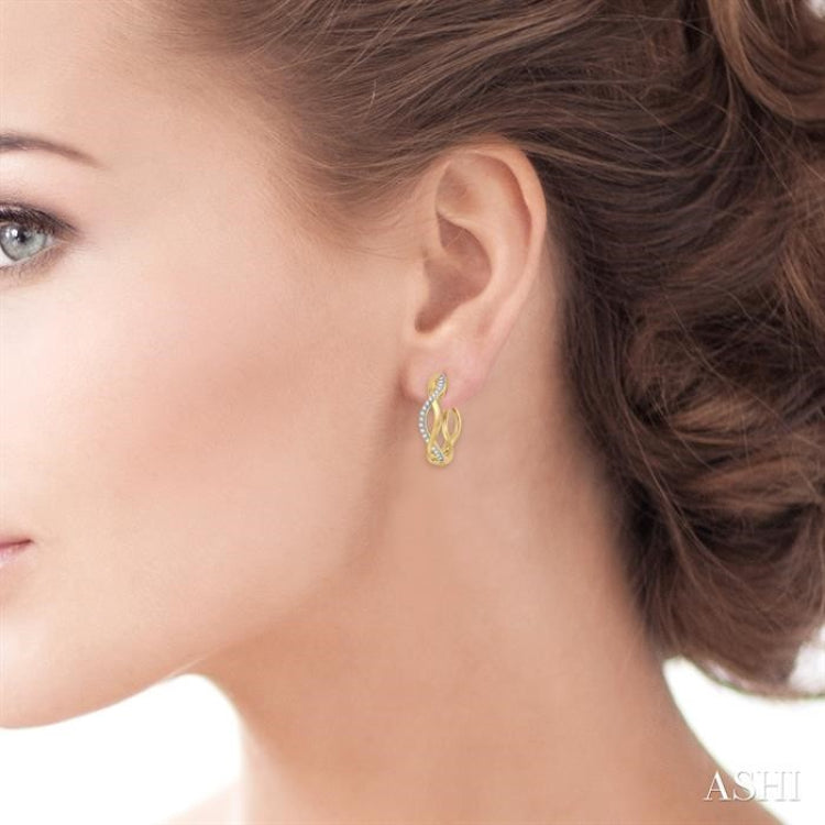 1/10 Ctw Entwined Round Cut Diamond Hoop Earrings in 10K Yellow Gold 1/10 Ctw Entwined Round Cut Diamond Hoop Earrings in 10K Yellow Gold