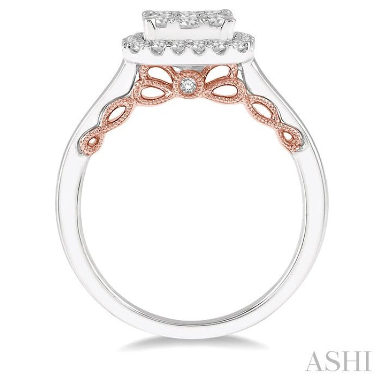 3/4 ctw Cushion Shape Lovebright Round Cut Diamond Ring in 14K White and Rose Gold 3/4 ctw Cushion Shape Lovebright Round Cut Diamond Ring in 14K White and Rose Gold