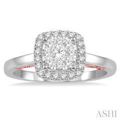 1/2 ctw Cushion Shape Lovebright Round Cut Diamond Ring in 14K White and Rose Gold 1/2 ctw Cushion Shape Lovebright Round Cut Diamond Ring in 14K White and Rose Gold