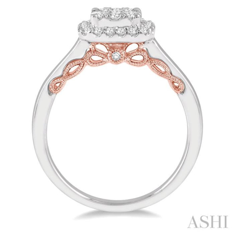 1/2 ctw Cushion Shape Lovebright Round Cut Diamond Ring in 14K White and Rose Gold 1/2 ctw Cushion Shape Lovebright Round Cut Diamond Ring in 14K White and Rose Gold