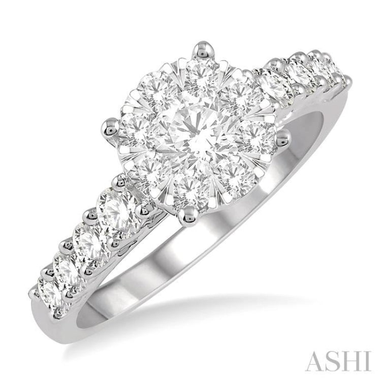 1 1/10 Ctw Round Cut Lovebright Diamond Ring in 14K White Gold 1 1/10 Ctw Round Cut Lovebright Diamond Ring in 14K White Gold