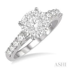 1 1/10 Ctw Round Cut Lovebright Diamond Ring in 14K White Gold 1 1/10 Ctw Round Cut Lovebright Diamond Ring in 14K White Gold