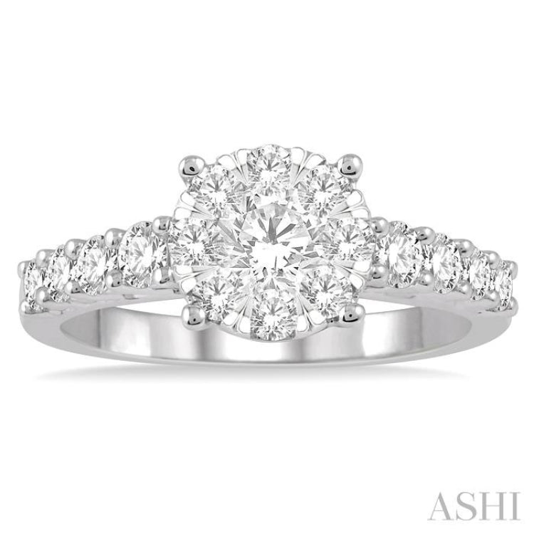 1 1/10 Ctw Round Cut Lovebright Diamond Ring in 14K White Gold 1 1/10 Ctw Round Cut Lovebright Diamond Ring in 14K White Gold