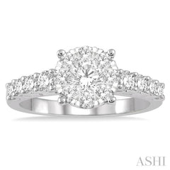 1 1/10 Ctw Round Cut Lovebright Diamond Ring in 14K White Gold 1 1/10 Ctw Round Cut Lovebright Diamond Ring in 14K White Gold